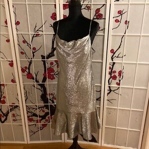 Night Way Collections Silver Sequin Midi Dress